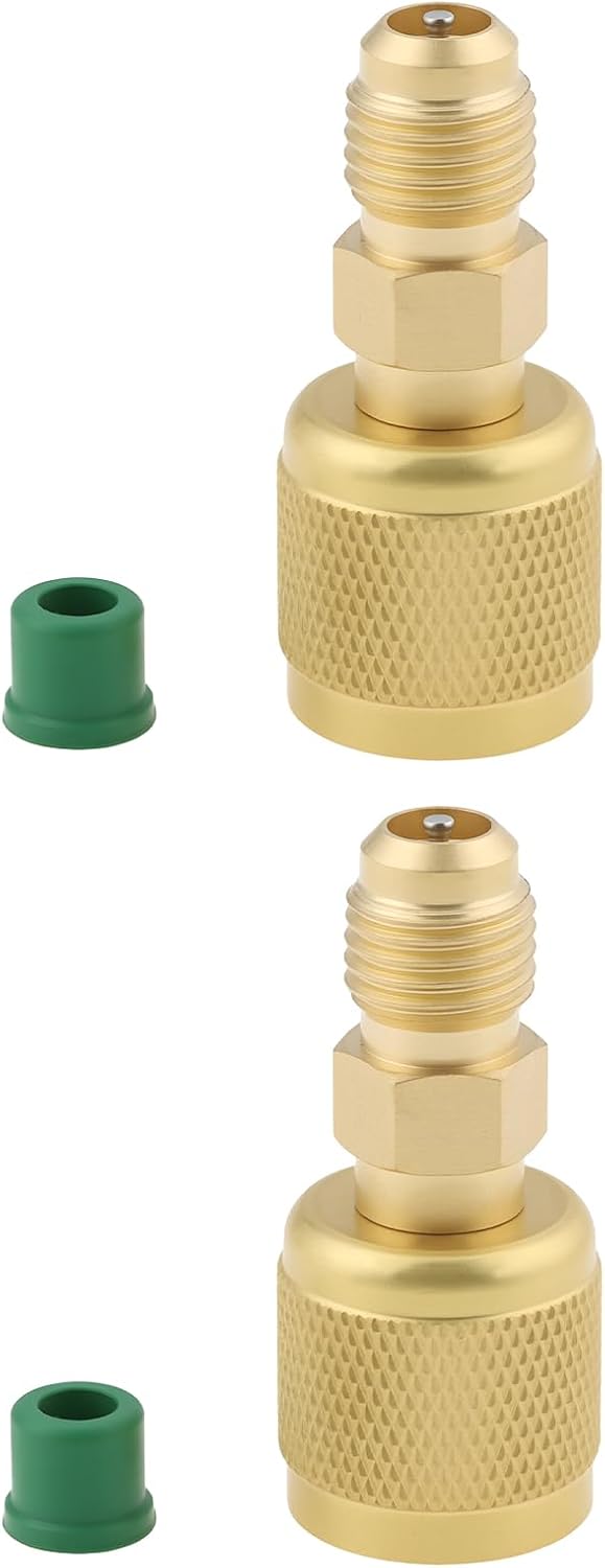 ECSiNG 2pcs HVAC 1/4" Female Reverse Thread to 1/4" Male Adapter Compatible with A2L R454B/R32 Tanks