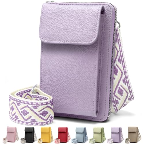 DBPBToU PU Portacellulare da Collo Donna, Borsa Donna Tracolla con Cinghie Regolabili Staccabili, Porta Cellulare Tracolla, Borsetta Porta Cellulare 7" (Viola chiaro)