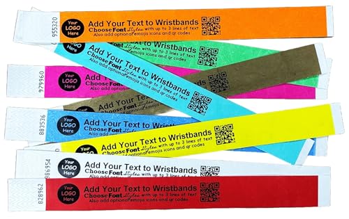 J&R Wristbands Customised Personalised Made from Tyvek Choose Pack Size (25mm)