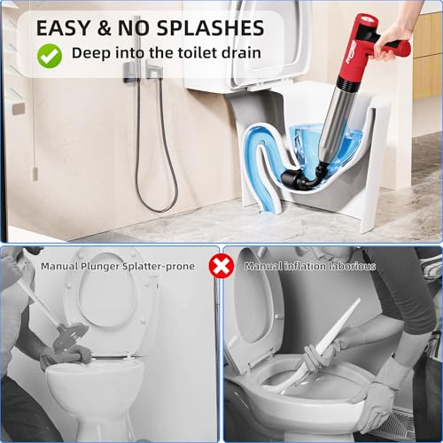 Image of FREESEA Electric Toilet Plunger Blaster: High Pressure Toilet Plungers for Bathroom Heavy Duty Declogger Toilet Snake Drain Clog Remover Air Unclogger Tool Unclogging for Sink Floor Kitchen Clogged