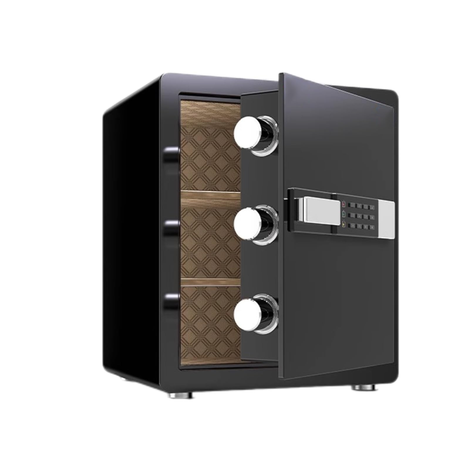 Small Home Safe, Burglarproof And Fireproof With Numeric Keypad, Spare Key, And Removable Partition, Suitable For Retail, Office, And Commercial Locations(Black)