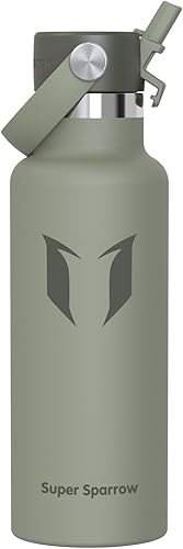 Miniatura 140 de Super Sparrow Botella de Agua Aislada - 17 Oz / 25 Oz / 34 Oz - Frasco FlipFlow de Boca Estándar - Libre de BPA, Botella a Prueba de Fugas - azul