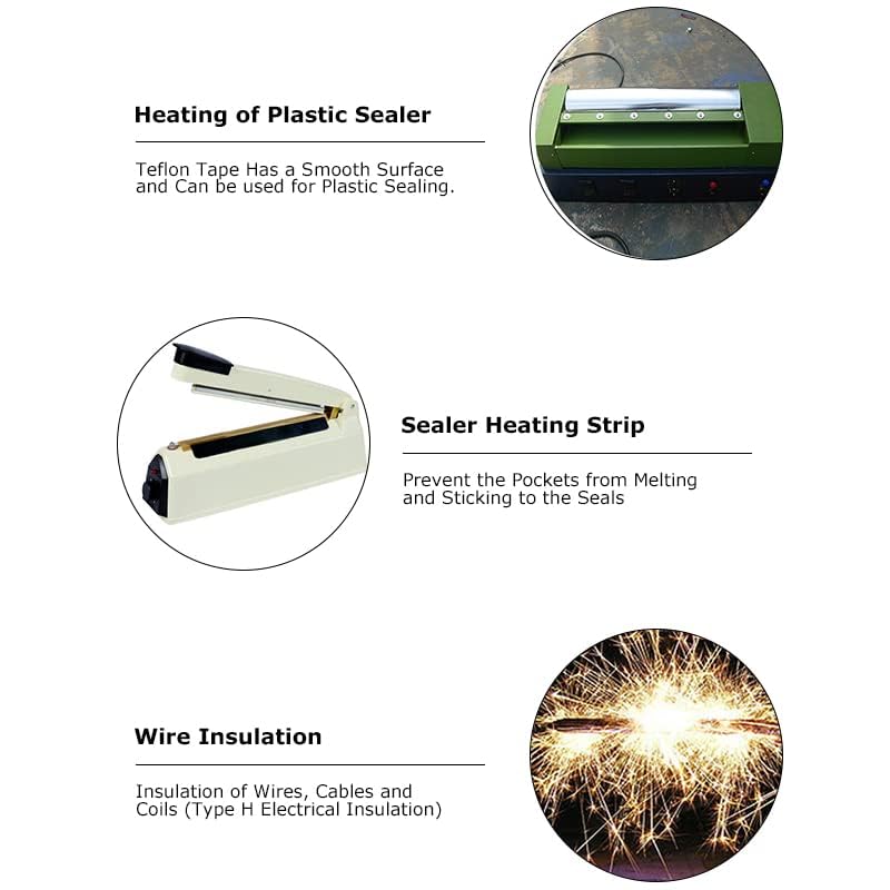 Miniatura 5 de AIYUNNI - Cinta de baja fricción de 3 pulgadas x 33 pies x 0.18 mm, cinta de teflón resistente al calor, al chirrido y a la abrasión, protección de