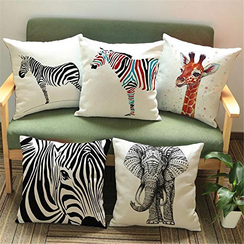 Kingla Home Throw Pillow Cover Animal Style Sofa Cushion Covers 18 X 18 Inch Zebra Cotton Zippered Pillow Cases Couch Cushions #TOP1