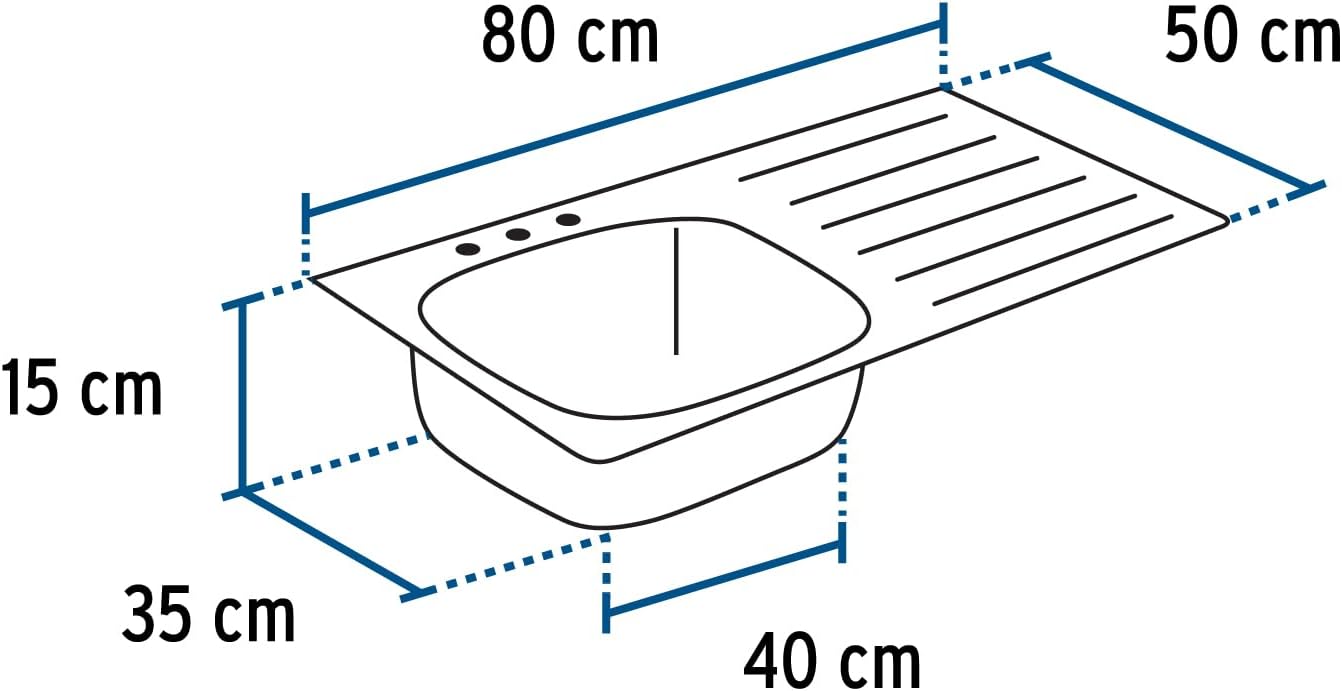 Recessed sink 80 x 50 cm, right vat