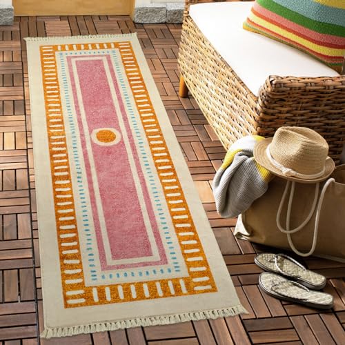 Tapete corredor rectangular Boho 2x6 pies naranja miniatura 5