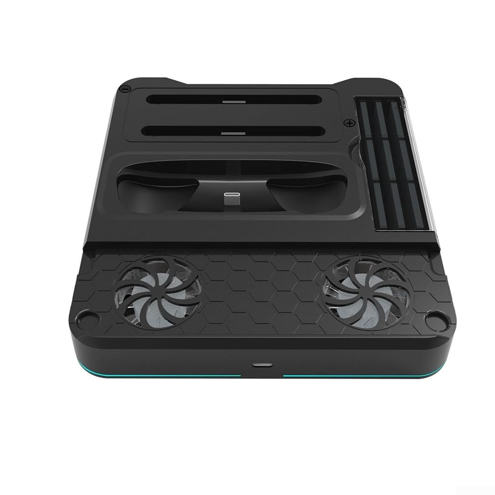 Station de charge pour Switch 2 avec ventilateur de refroidissement - Station de chargement et support de rangement pour cartes de jeu - Accessoire de console ABS compact - Noir