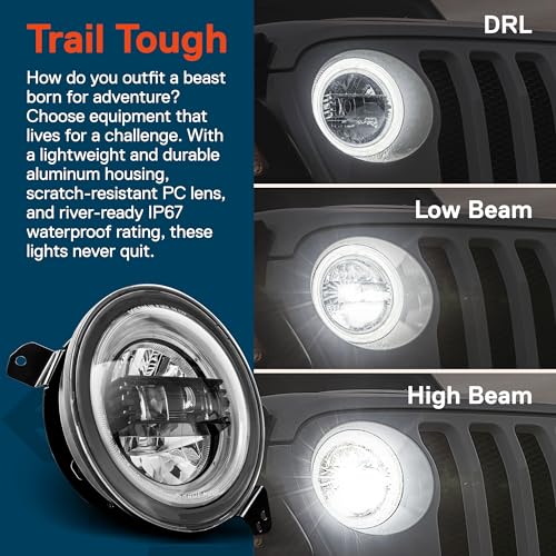 Online Led Store LEDHDL1703 True Mods 9 Inch Round Led Headlights Replacement For 2018-2025 Jeep Wrangler Jl Jlu Unlimited Gladiator Jt Accessories [Dot Approved] [Dual-Halo Drl] Sealed Beam Front Head Light Lamp Bulb thumb #2
