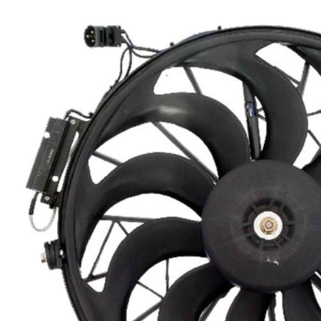 KarParts360 For BMW 740i/740iL 1993 1994 Condenser Fan | Plastic Blade | Male Connector Type | Brushed Mount Type | Plastic Shroud | 1 Connector | 3 Terminal | Replacement For 64531392913, 64541374001