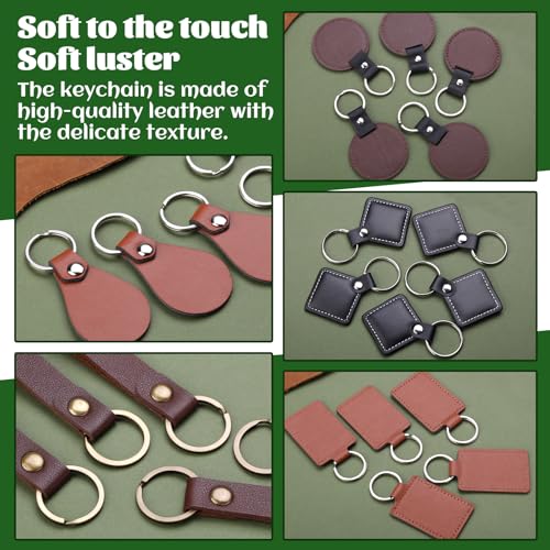 Tikjiua Kit de chaveiro de couro de várias formas – chaveiros de couro PU com rebites e anel de chav