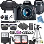 Canon EOS Rebelle T7 DSLR Ensemble de caméras avec Canon 18-55mm Lentille + 2pc SanDisk 64GB Cartes mémoire + Trousse d'accessoires (18-55MM + 64GB)