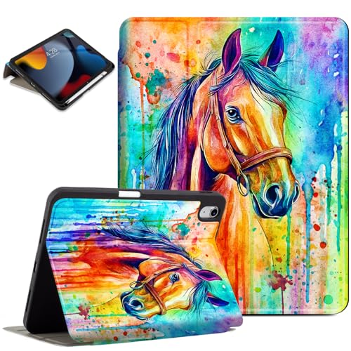 Lokigo New Case for iPad 11th Generation 11 Inch 2025(A16), iPad 10th Generation Case 10.9 inch 2022,10th Gen iPad Case with Pencil Holder, Support Touch ID, Auto Wake/Sleep, Horse