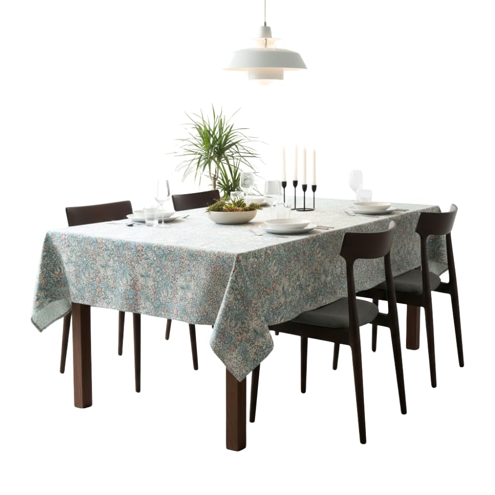 Jolee William Morris Golden Lily Cornflower Outdoor Indoor Water Repellent Tablecloth, Rectangular, 144 CM x 350 CM, Water Resistant, Wipe Clean