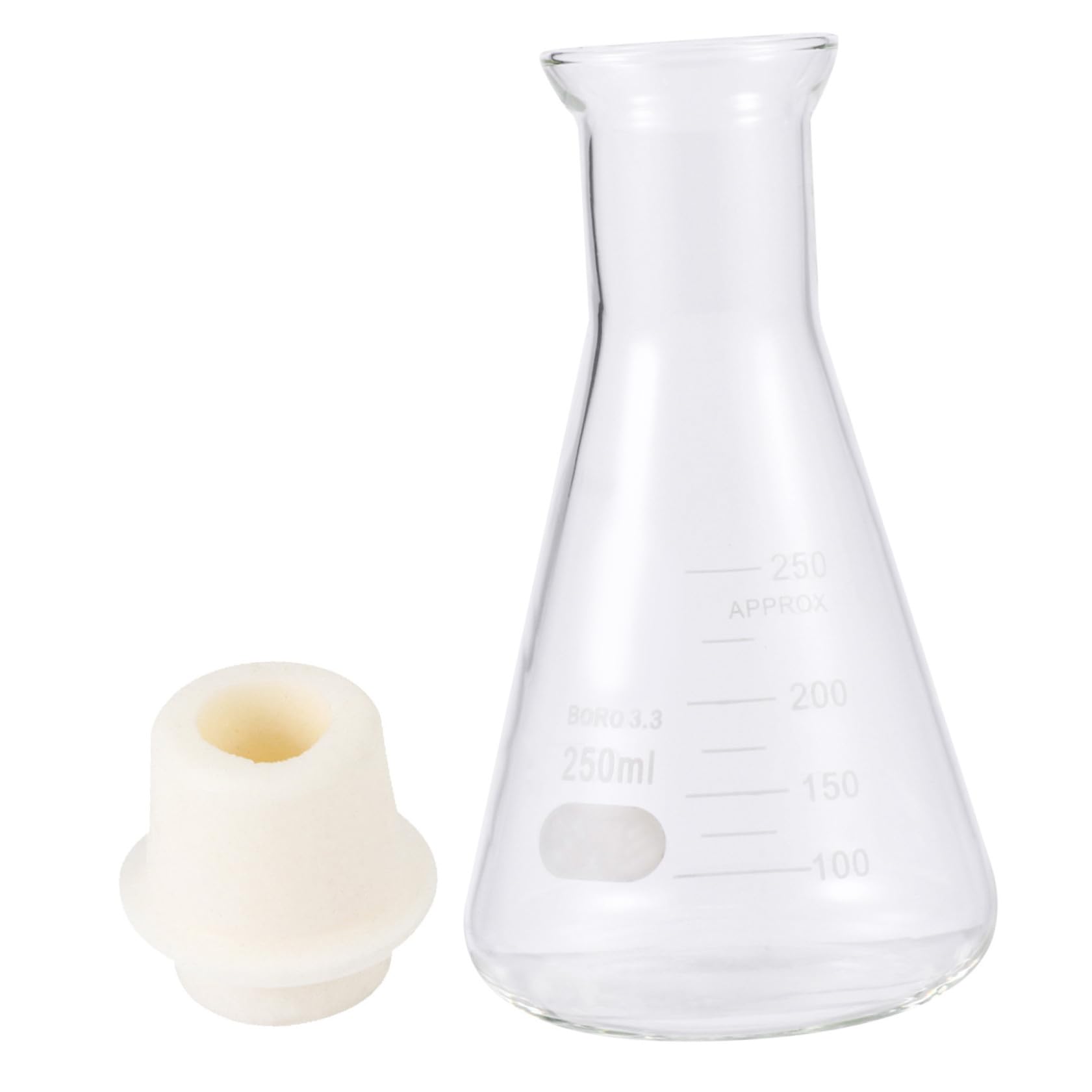 POPETPOP 1 Pc Juego De Matraces De Erlenmeyer Matraz De Medir Matraz De Vidrio Para Estudiantes Matraz De Vidrio Para Laboratorio Tapa De Hidrofrasco De Boca Ancha Dosis De Triángulo