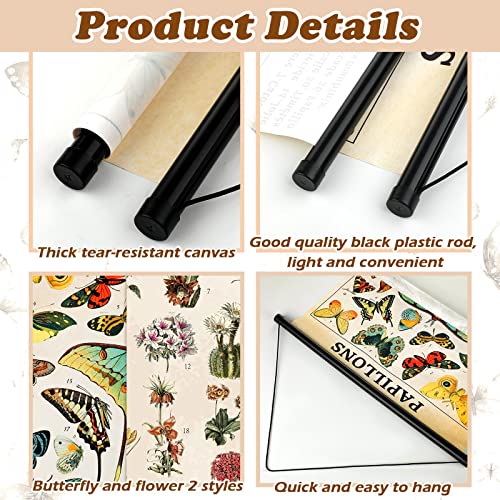 2 Pcs Vintage Butterfly Flower Poster Fungus Art Prints Rustic Wall Hanging Illustrative Reference Chart Poster For Living Room Office Classroom Bedroom Decor Frame, 15.35 X 23.62 Inches (Butterfly) #TOP4