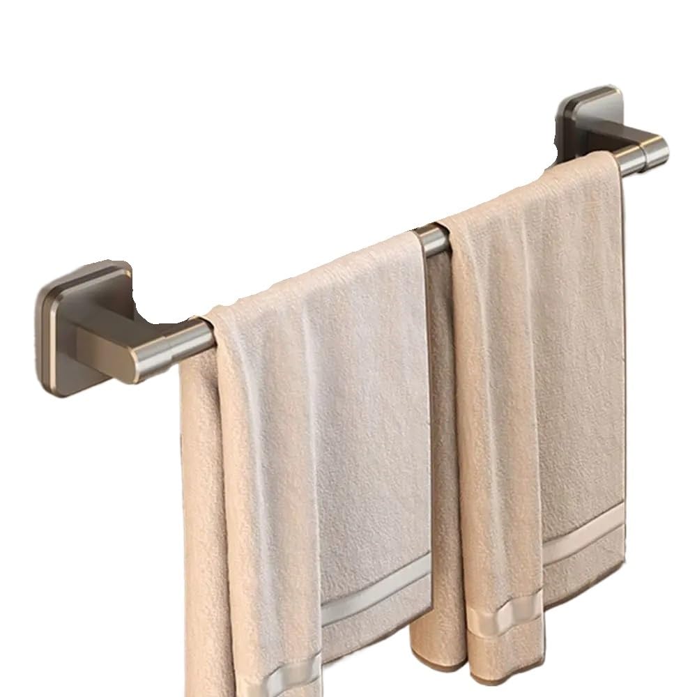 Towel Rail Aluminum Alloy Towel Holder Durable No Drilling Self-adhesive Bathroom Shelves Organizer Household(Grey-50cm)