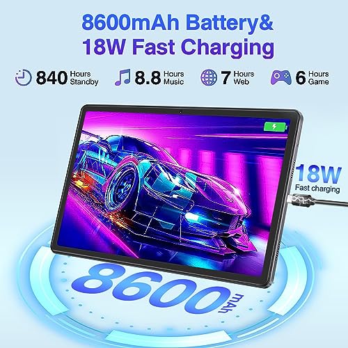 Image of DMOAO 11 inch Android Tablet 16GB+256GB Tablets with 1TB Expand, Octa-Core 2000 * 1200 2K FHD Display 13MP Camera, 8600mAh, Quad Speakers, 5G WiFi, Split Screen Support (Gray with Case)