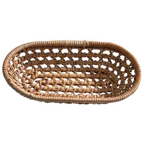 Alipis Small Rattan Towel Basket Woven Storage Organizer Portable Tray for Bathroom Bedroom Laundry Room 6.7X3.9X1.2 Inch
