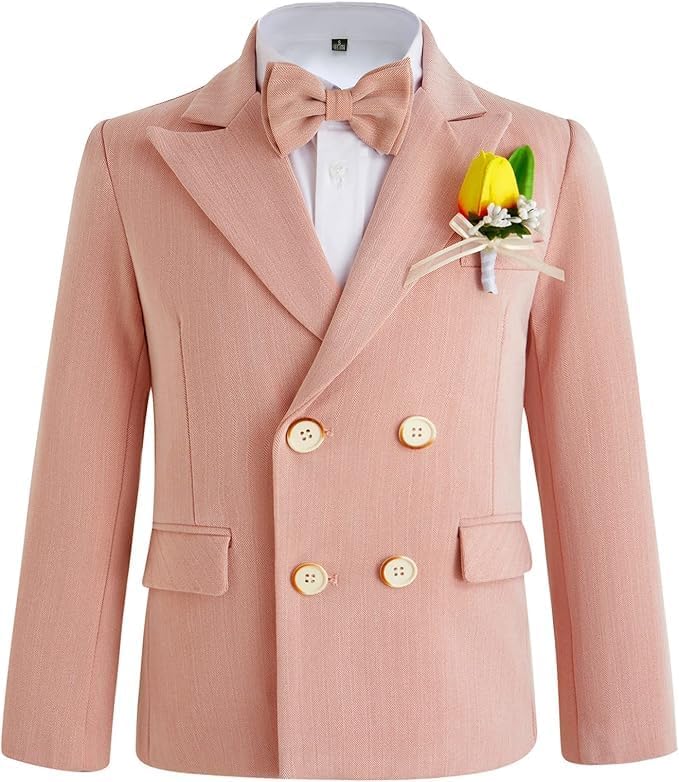 Boys Suits Plaid Double Breasted Kids Tuxedo Blazer Jacket Pants Vest Wedding