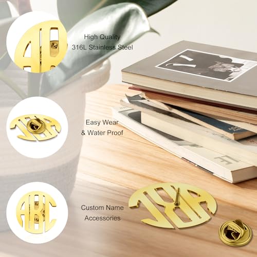 Image of Custom Lapel Pin for Women Men - Name Brooch Pin Personalized Stainless Steel for Wedding Business Party - Gold /Silver /Black Customized Jewelry Gifts