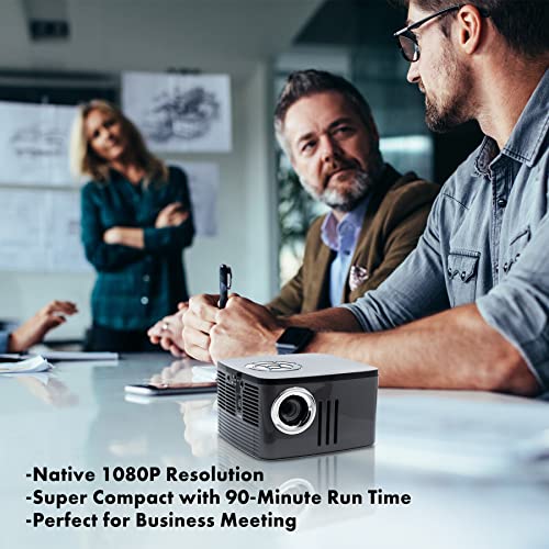 [Battery] Aaxa P7 Mini Projector With Battery, Native 1080P Resolution, 30,000 Hours Led Portable Projector, Bt 4.0, Onboard Media Player, For Business And Home Theater #TOP7