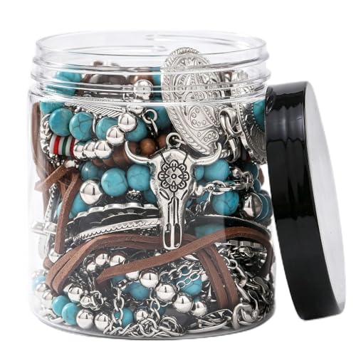 NoctisNest Mystery Jewelry Jar for Women - 17–18 Pcs Turquoise Surprise Vintage Jewelry Box Boho Gift Set Multi Style with Necklaces Earrings Rings Bracelets, Unique Birthday Friendship Gift for Her