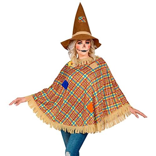 W WIDMANN MILANO Party Fashion - Disfraz de espantapájaros, poncho y sombrero, fiesta temática, carnaval, Halloween