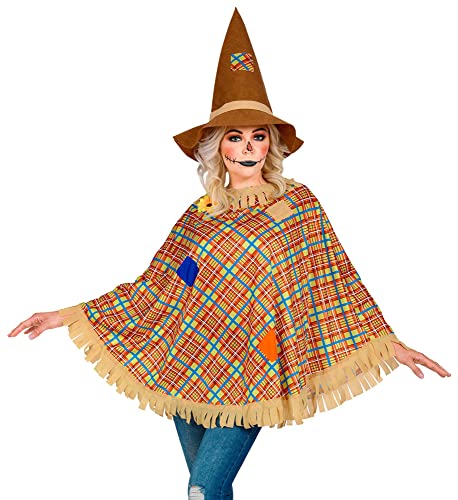 W WIDMANN MILANO Party Fashion   Disfraz de espantapájaros, poncho y sombrero, fiesta temática, carnaval, Halloween