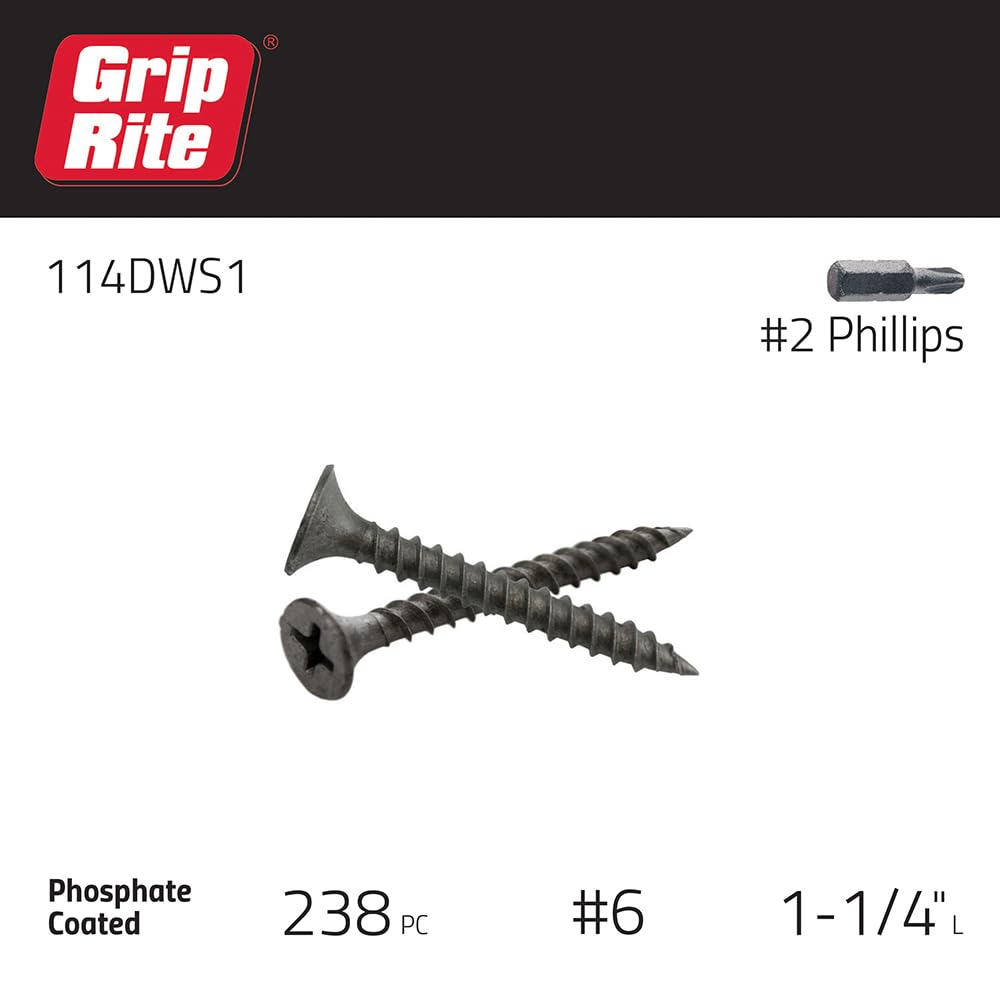 Snapklik.com : Grip Rite, Black 114DWS1, 1.25 Inches, 258 Count