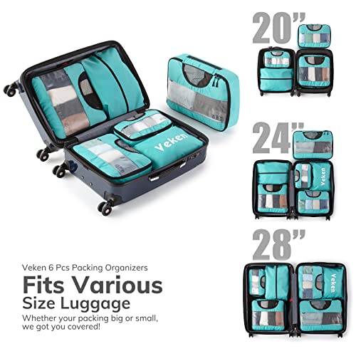 6 Set Of Various Colored Packing Cubes In 4 Sizes (Extra Large, Large, Medium, Small), Veken Packing Cubes For Travel Accessories Travel Essentials, Luggage Organizer For Carry On Suitcases #TOP3