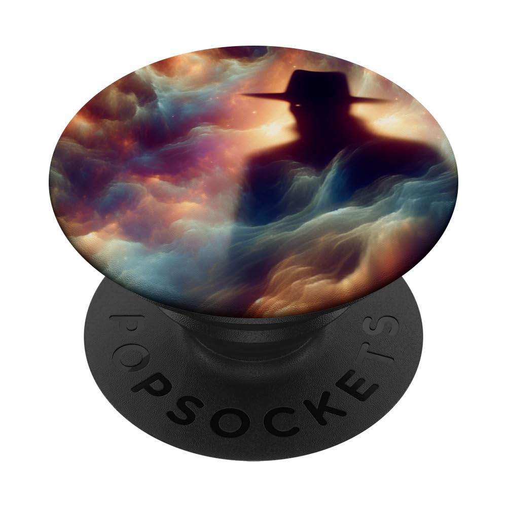 The Hat Man Shadow Person Nightmare Paranormal Horror Print PopSockets Swappable PopGrip, Black
