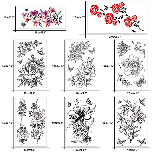 Aresvns Full Arm Temporary Tattoo Flowers For Women 16 Sheets, Spring Sleeve Tattoos For Teen Girls And Kids,Beautiful Floral Fake Tattoo, #TOP6