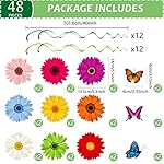 48 Pieces Spring Sun Flowers Butterfly Hanging Swirl Decorations Spirals Sunflower Party Streamers Wall Ceiling Hanging Supplies Favors Spring Summer Birthday Party Decorations - Image 2