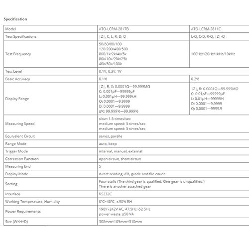 Miniatura 8 de Medidor LCR digital ATO, 50 Hz ~ 100 kHz o 100 Hz ~ 10 kHz de alta precisión para probar inductancia, capacitancia y resistencia 0.1% de precisión