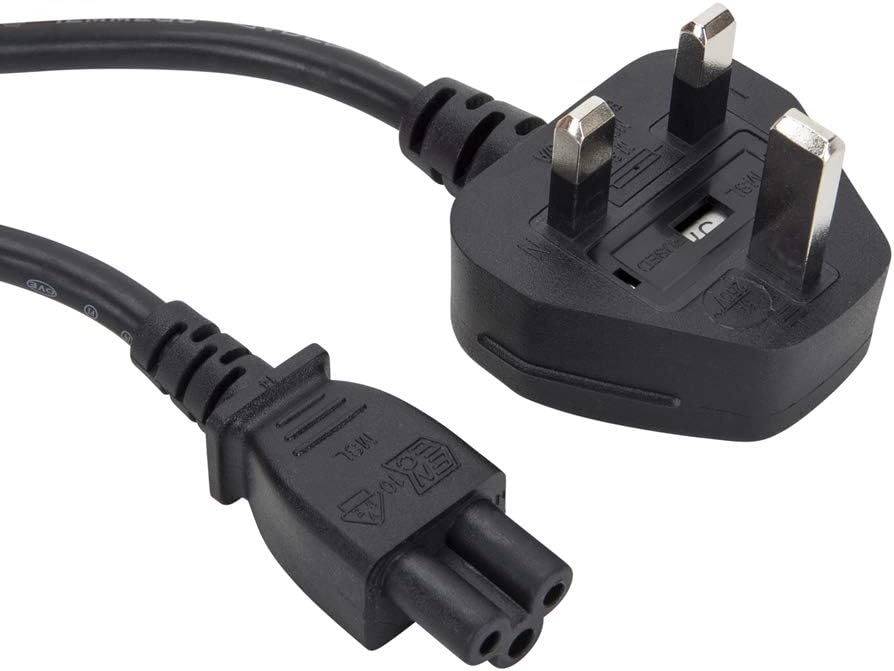 CS 3m UK Plug to ‘Clover Leaf’ C5 Mains Power Lead (5A)