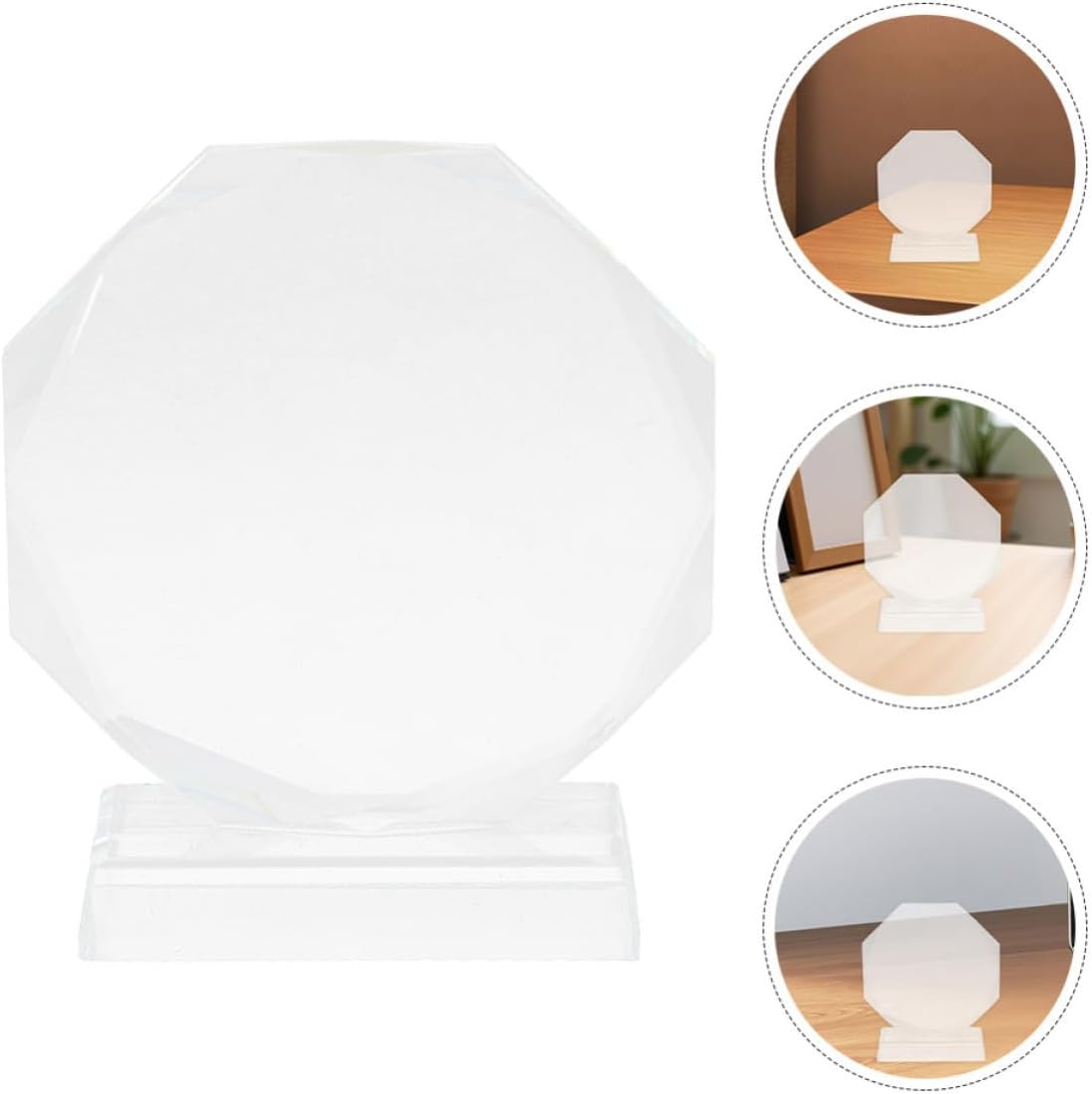 Octagon Crystal Award Plaque Blank for Graduation Photo Insert