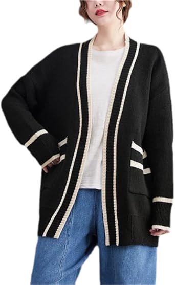Women's Japan Cute Cardigan Sweater Kawaii JK Uniform Open Front Cardigan with Buttons Aesthetic Long Sleeve Loose Jacket