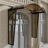 70x18 Inch Awning for Door Entrance, Round Arch Awnings for Doors with Aluminum Brackets, Strong Polycarbonate Cover, UV Resistant Awnings for Outside, Protection for Windows, Patio, Porch, Deck
