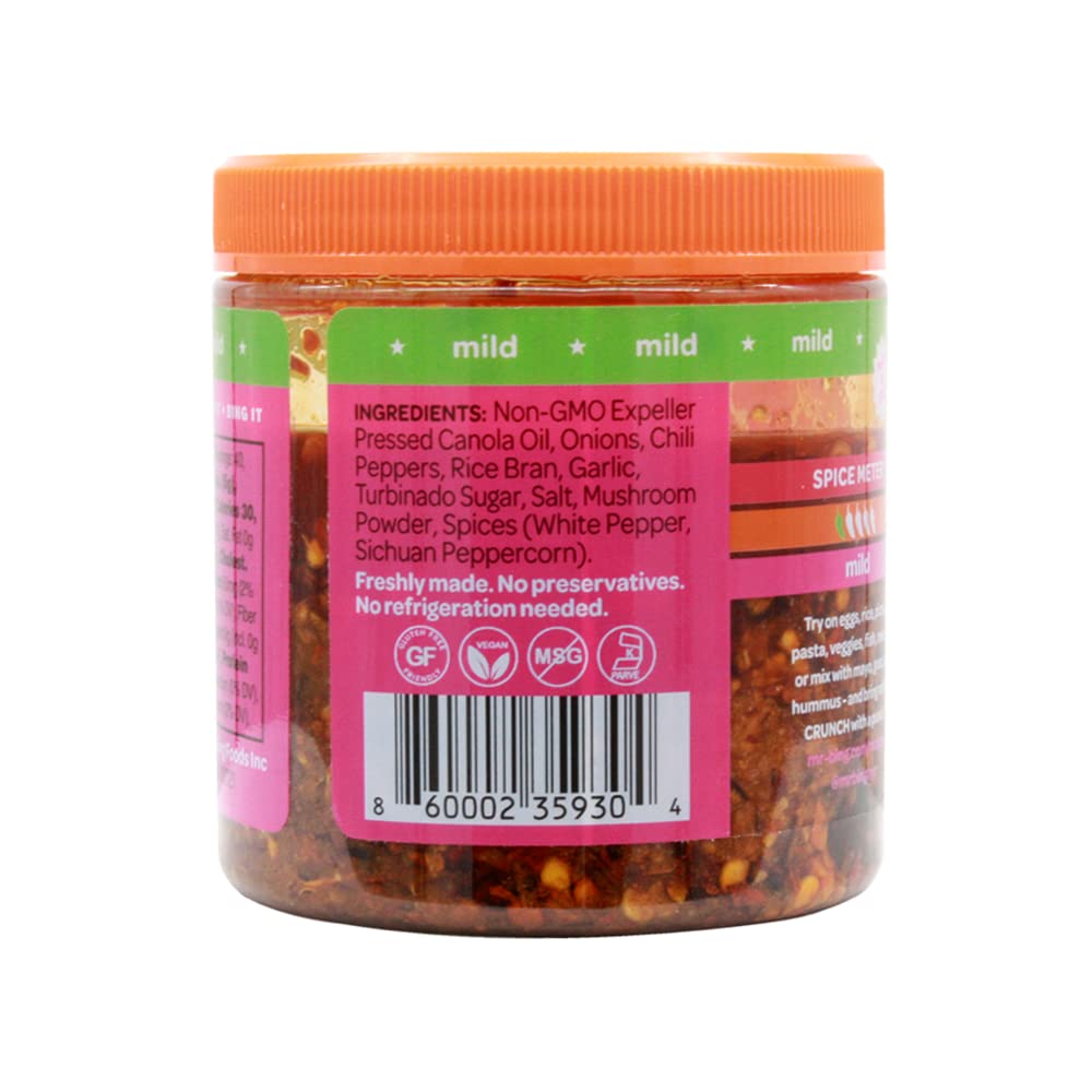 Mr Bing Chili Crisp - Delicious & Flavorful Chili Oil- Made in USA Chili Paste Hot Sauce - Gluten Free, Vegan, No MSG - Pack of 2 Mild (7 oz.) Jars