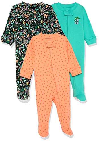 Image of Amazon Essentials Unisex Toddlers and Babies' Cotton Snug-Fit Footed Sleeper Pajamas, Multipacks