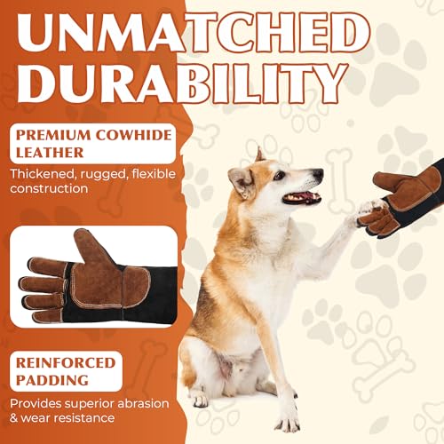 Image of HANDLANDY Animal Handling Gloves, Bite-Proof, Scratch-Resistant, Pet Gloves for Dogs, Cats, Falconry, Gardening