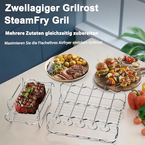 Heißluftfritteuse Zubehör für Philips Airfryer 3000-5000 serie 9L, Faltbar Silikonform Heißluftfritteuse Zubehör Set Wiederverwendba Auflaufform Einsatz für Philips Dual Basket Airfryer NA350/NA550 9L