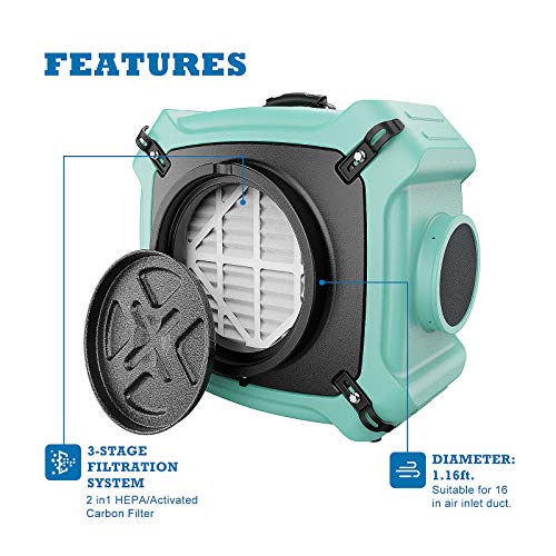 Alorair Pureairo Hepa Max 770 Air Scrubber, 3-Stage Filtration System, 10-Year Warranty, Gfci Outlet, Negative Air Machine, Air Cleaner For Water Damage Restoration, 550 Cfm (Pack Of 5) #TOP4