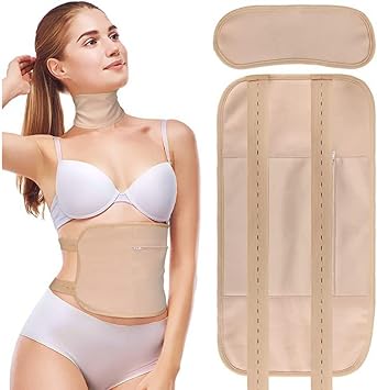 Pack of 2 Castor Oil Pack Wrap Set, Waist and Neck Castor Oil Packs for Liver Detox with Adjustable Straps, Reusable and Pain-RelievingOil Not Included, Khaki