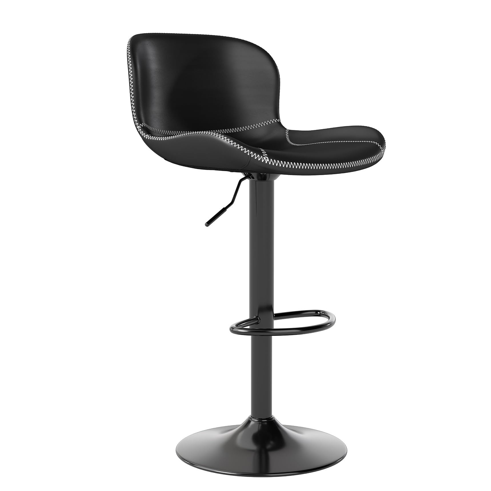 Youhauchair Bar Stool, Barstools Height Adjustable Made of Faux Leather, Waterproof Bar Stools, Breakfast Bar Stools with Backrest and Footrest, Kitchen Stool, Black