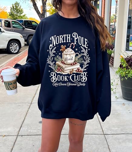 North Pole Book Club Sweatshirt, Bookish Christmas Sweater, Book Lover Gift, Christmas Sweatshirt, Bookish Crewneck Maroon3