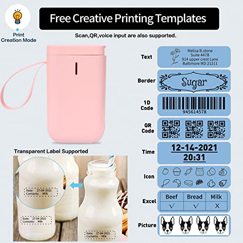 Niimbot Pink Label Maker Machine With Tape D11 Portable Bluetooth Sticker Label Printer With Different Fonts Easy To Use Ideal For Home Office Organization Small Business Supplies Usb Rechargeable #TOP2