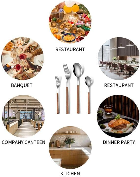 Miniatura 7 de Juego de vajilla de acero inoxidable de 16 piezas, cubiertos, tenedor, cuchara para 4, juego de utensilios de cocina, juego de cubiertos para el