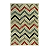Superior Chevron Indoor Outdoor Area Rug, Perfect for Patio, Poolside, Backyard, Playroom, Kitchen, Bedroom, Dining Room, Entryway, Mudroom, Coastal Zig-Zag Floor Cover, 2' x 3', Stone