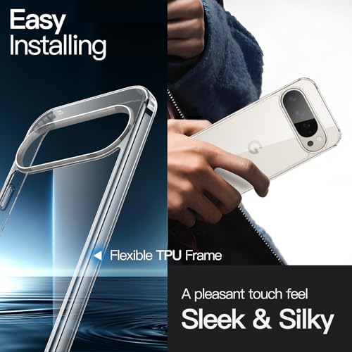 Image of JETech Cover Case for Google Pixel 10 /10 Pro 2025, Non-Yellowing Shockproof Bumper Protective Phone Cover, Anti-Scratch Hard PC Back (Clear)